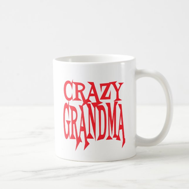 Crazy Oma in Rot Kaffeetasse (Rechts)