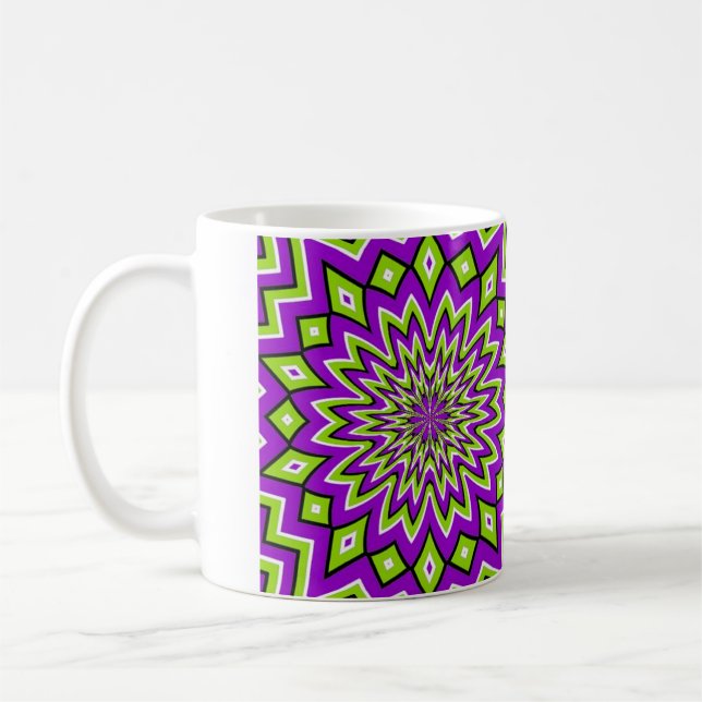 Crazy Optical Illusion - Blumengrün und Lila Kaffeetasse (Links)
