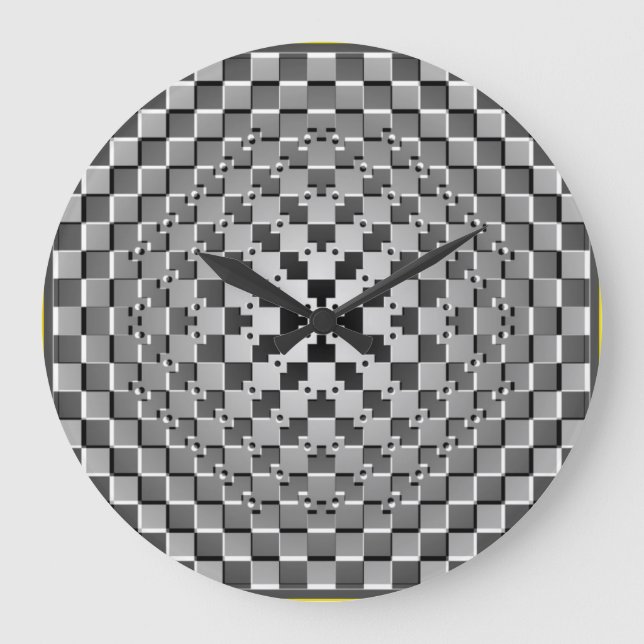 Crazy Optical Illusion - Morphing Metal Square Große Wanduhr (Vorderseite)