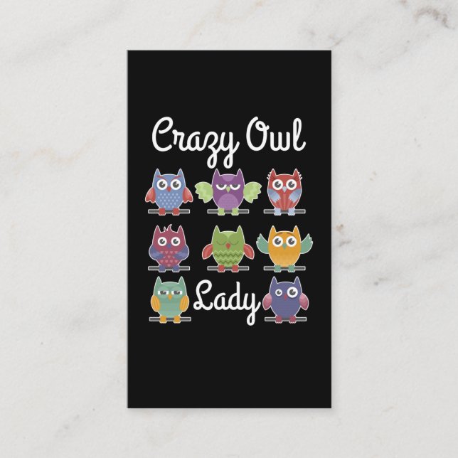 Crazy Owl Girl Funny Owl Lady Visitenkarte (Vorderseite)