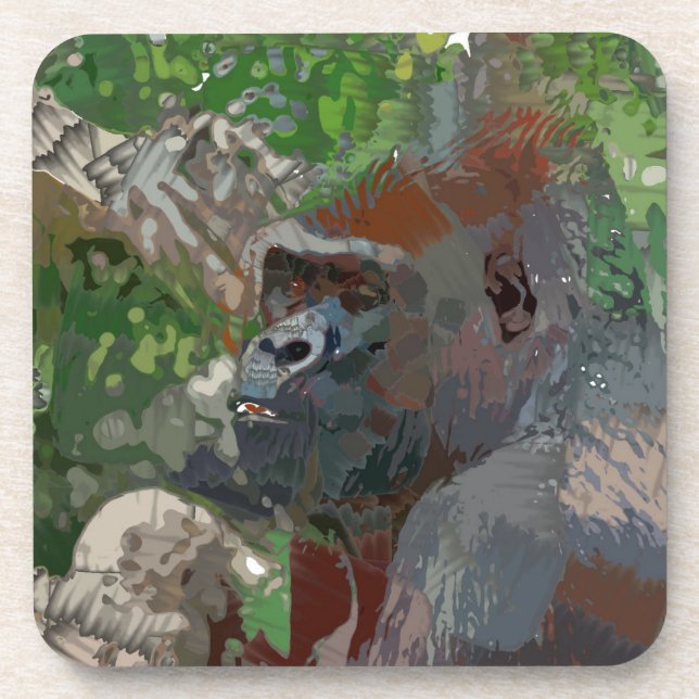 Crazy Paint - Gorilla Getränkeuntersetzer (Vorderseite)