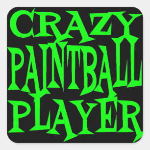 Crazy Paintball Player Quadratischer Aufkleber