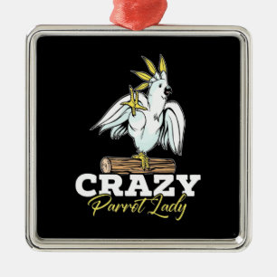 Crazy Parrot Lady Ornament Aus Metall