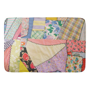 Crazy Patchwork Quilt mit Zigzag Stitching Badematte