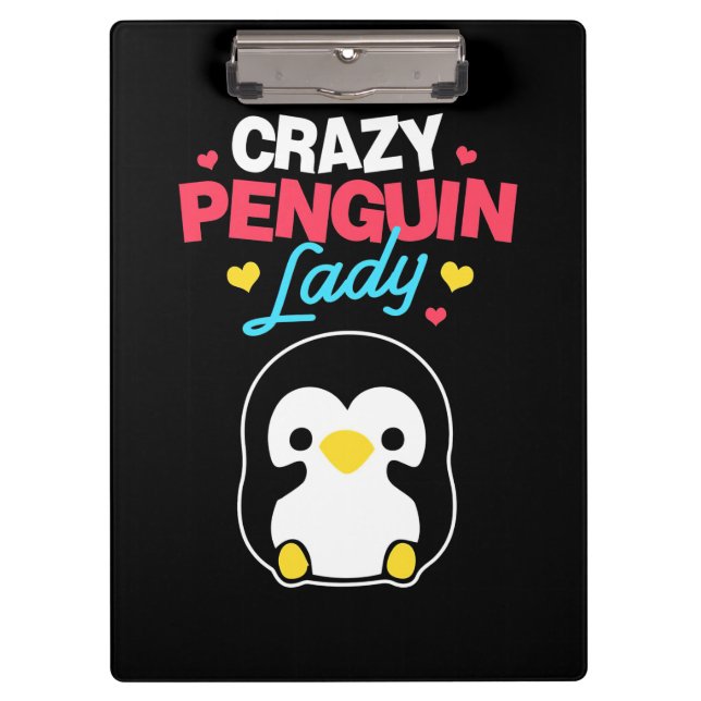 Crazy Penguin Lady Klemmbrett (Vorderseite)