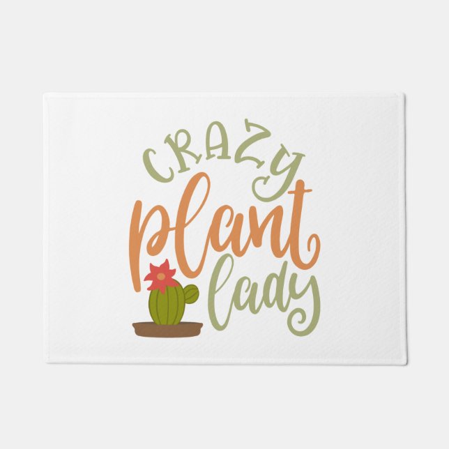 Crazy Pflanze Lady Große Pflanze Lover Fußmatte (Vorderseite)