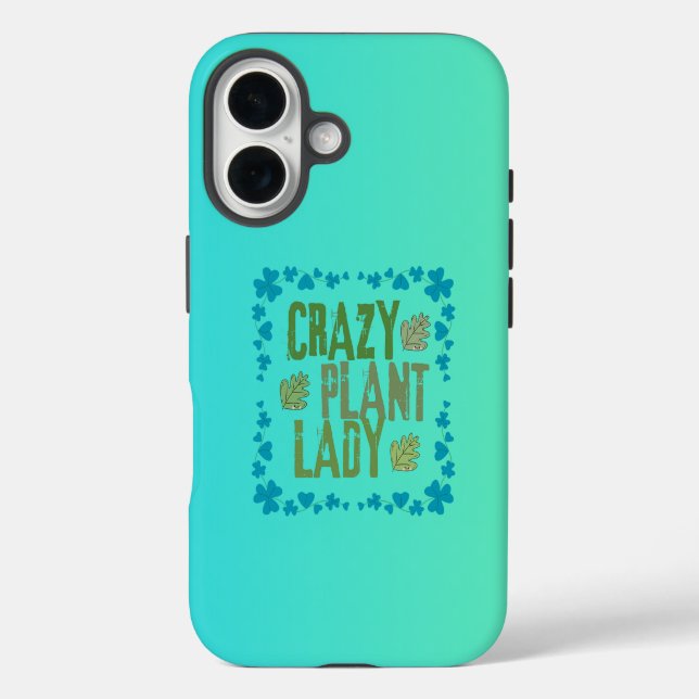 Crazy Pflanze Lady iPhone 16 Hülle (Rückseite)