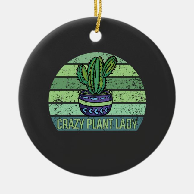 Crazy Pflanze Lady Keramik Ornament (Vorne)