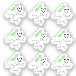 Crazy Pflanze Lady Leaf Heart Script Aufkleber