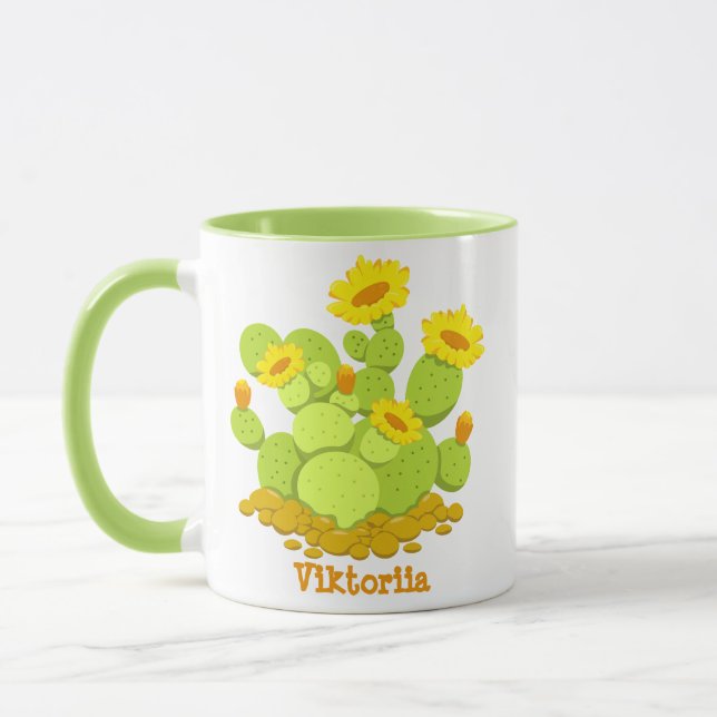 Crazy Pflanze Lady Niedlich Cactus Blooming Indivi Tasse (Links)