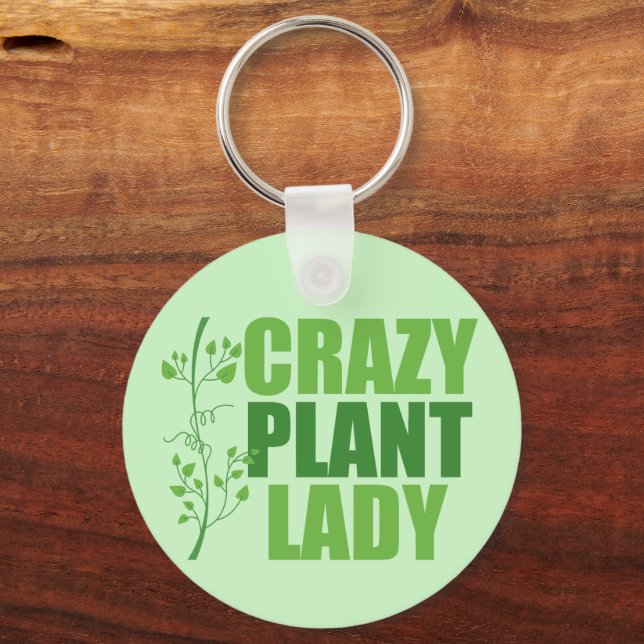 Crazy Pflanze Lady Niedlich Green Botanist Schlüsselanhänger (Vorderseite)