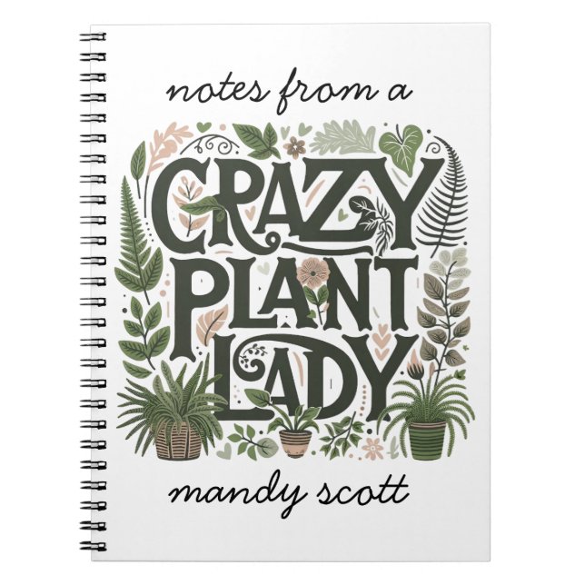 Crazy Pflanze Lady Personalisiert Notizblock (Vorderseite)