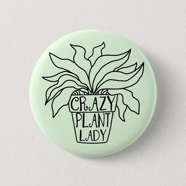 Crazy Pflanze Lady Potted Housepflanze Button (Vorderseite)
