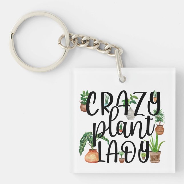 Crazy Pflanze Lady Schlüsselanhänger (Vorderseite)