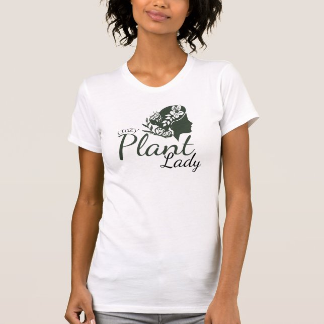 Crazy Pflanze Lady Silhouette Blume und Butterfly T-Shirt (Vorderseite)