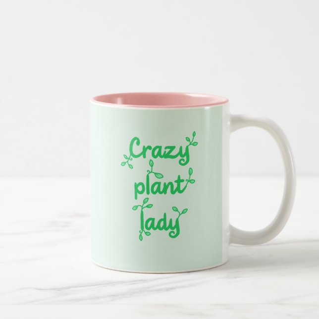 Crazy Pflanze Lady Tasse - Grün auf Pastel Green (Rechts)