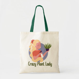 Crazy Pflanze Lady Tote Bag Tragetasche