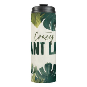 Crazy Pflanze Lady Typografy Banner mit Wasserfarb Thermosbecher