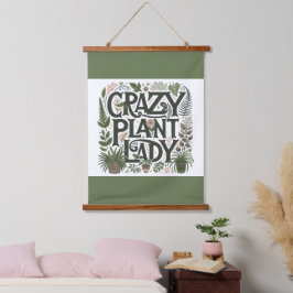 Crazy Pflanze Lady Wandteppich Mit Holzrahmen
