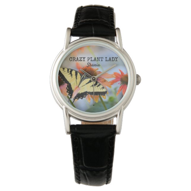 Crazy Pflanze Lady Watch Armbanduhr (Vorderseite)