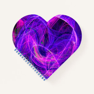 CRAZY PHOTON Abstrakt Blue Lila Fraktale, Wirbel Notizbuch