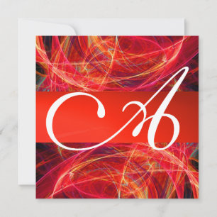 CRAZY PHOTON MONOGRAMM Rot Rosa Weiß Einladung