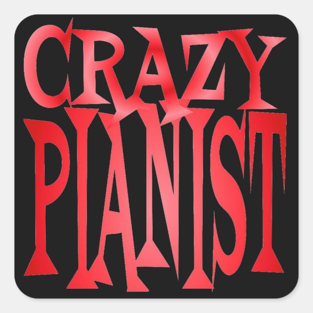 Crazy Pianist in Rot Quadratischer Aufkleber (Vorderseite)