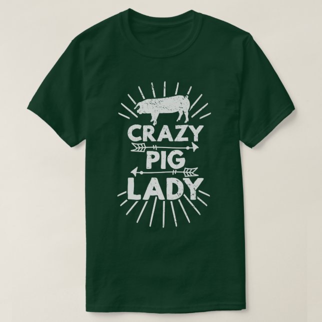 Crazy Pig Lady Farm Farmer Pig Lover Premium  T-Shirt (Design vorne)