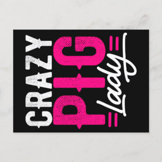 Crazy Pig | Lady Farms | Retro-Geschenk Ankündigungspostkarte