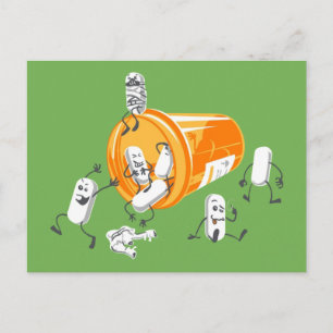 Crazy Pillen Postkarte