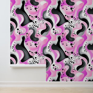 Crazy Pink Abstrakte Wirbel und Punkte Tapete
