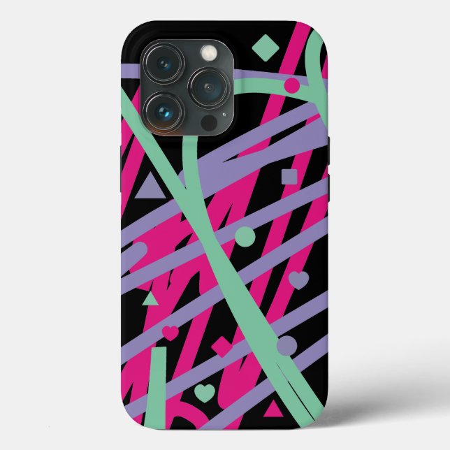 Crazy Pink Lila Muster Aqua Triangle Heart Circ Case-Mate iPhone Hülle (Rückseite)