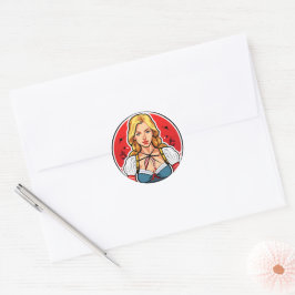Crazy pinup Girl Classic Round Stickers