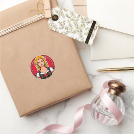 Crazy pinup Girl Classic Round Stickers