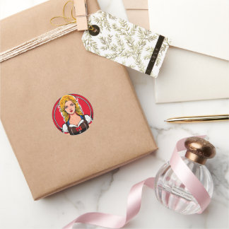 Crazy pinup Girl Classic Round Stickers