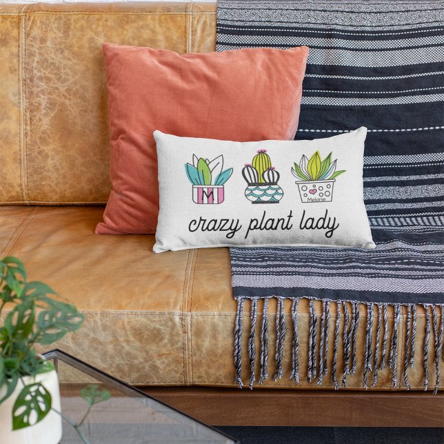 Crazy Plant Lady | Hand Drawn Potted Plants   Lendenkissen (Von Creator hochgeladen)