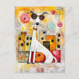 Crazy Pop-Art Dog Portrait Postkarte