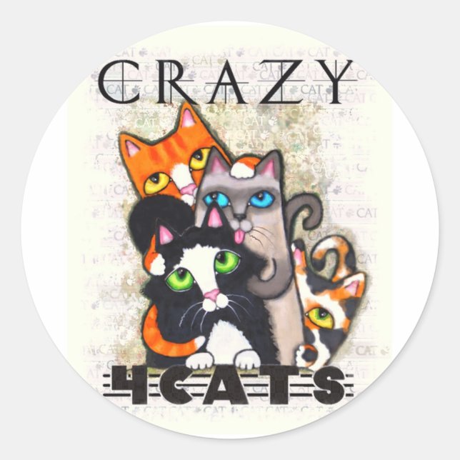 Crazy Pour Chats Stickers (Devant)
