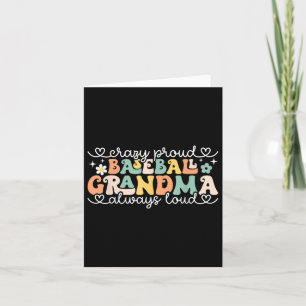 Crazy Proud immer Loud Baseball Grandma Retro Mot Karte