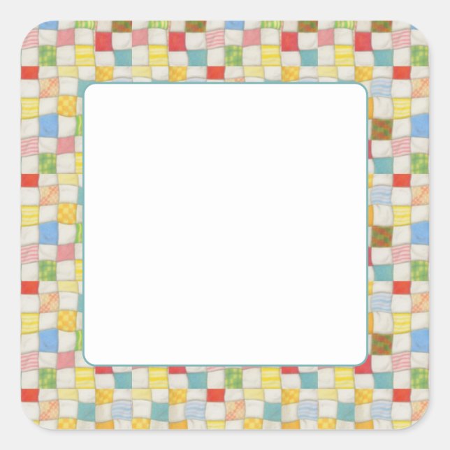 CRAZY QUILT 1,5" Quadratmeteraufkleber Quadratischer Aufkleber (Vorderseite)