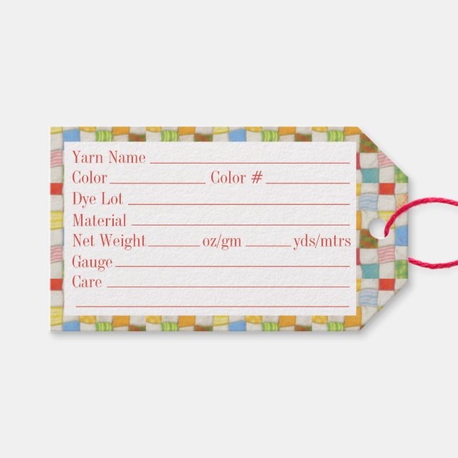 CRAZY QUILT 3.5"x2" Garnmarken Geschenkanhänger (Vorderseite (Horizontal))