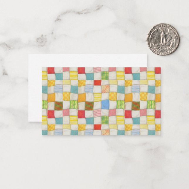 CRAZY QUILT 3,5 x 2 Flachkarte / Horizontal Mitteilungskarte (Vorderseite/Rückseite Beispiel)