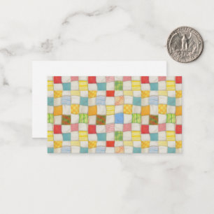 CRAZY QUILT 3,5 x 2 Flachkarte / Horizontal Mitteilungskarte