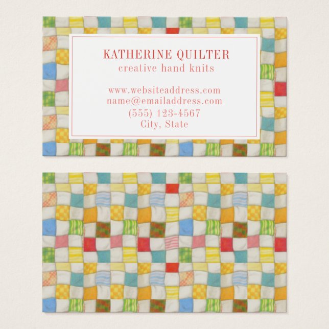 CRAZY QUILT 3,5 x 2 Visitenkarte (Vorne & Hinten)