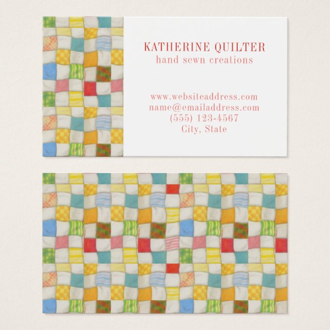 CRAZY QUILT 3,5 x 2 Visitenkarte III (Vorne & Hinten)