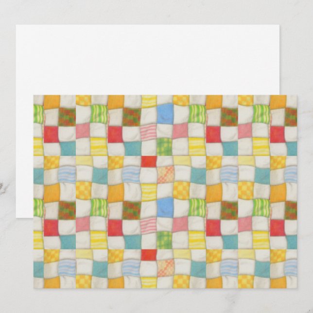 CRAZY QUILT 5.5x7.5 Flache Karte / Querformat (Vorne/Hinten)