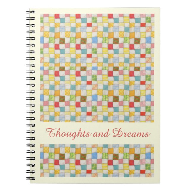 CRAZY QUILT 6.5x8.75 Notebook + Text gelb Notizblock (Vorderseite)