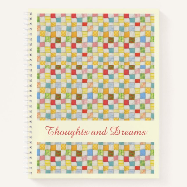 CRAZY QUILT 8.5x11 Notebook + Text gelb Notizbuch (Vorderseite)