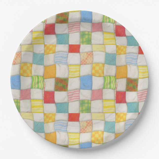 CRAZY QUILT 9" Rundpapier-Teller Pappteller (Vorderseite)