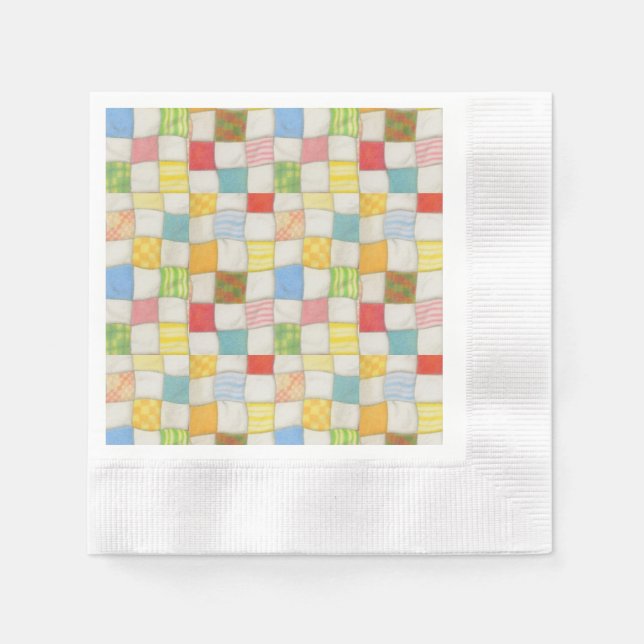 CRAZY QUILT Cocktail Papier Napkins Serviette (Vorderseite)